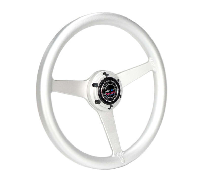 NRG Aluminum Steering Wheel 330mm - Heritage Solid Spoke - Ergonomic Grip - Anadized Silver - RST-071-SL Photo - Close Up