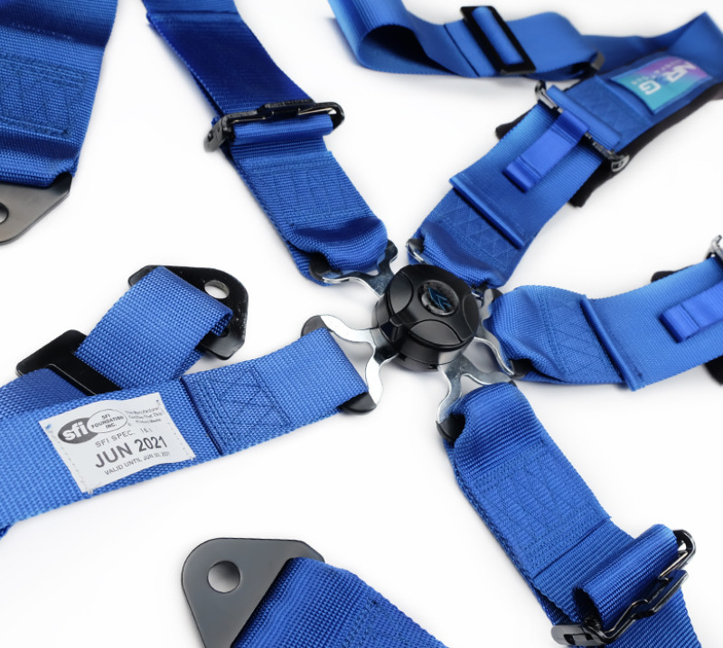 NRG 5PT 3in. Seat Belt Harness / Cam Lock - Blue - SBH-B6PCBL Photo - Close Up