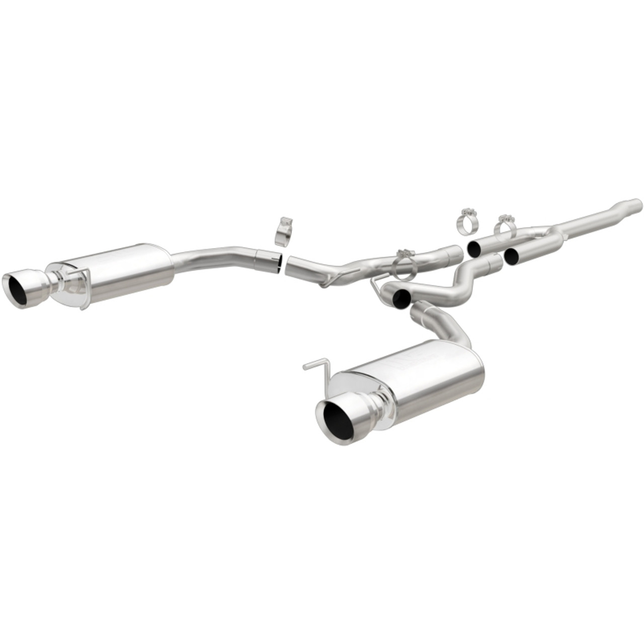 MagnaFlow Cat Back, SS, 2.5in, Street, Dual Split Polished 4.5in Tips 2015 Ford Mustang Ecoboost - 19097