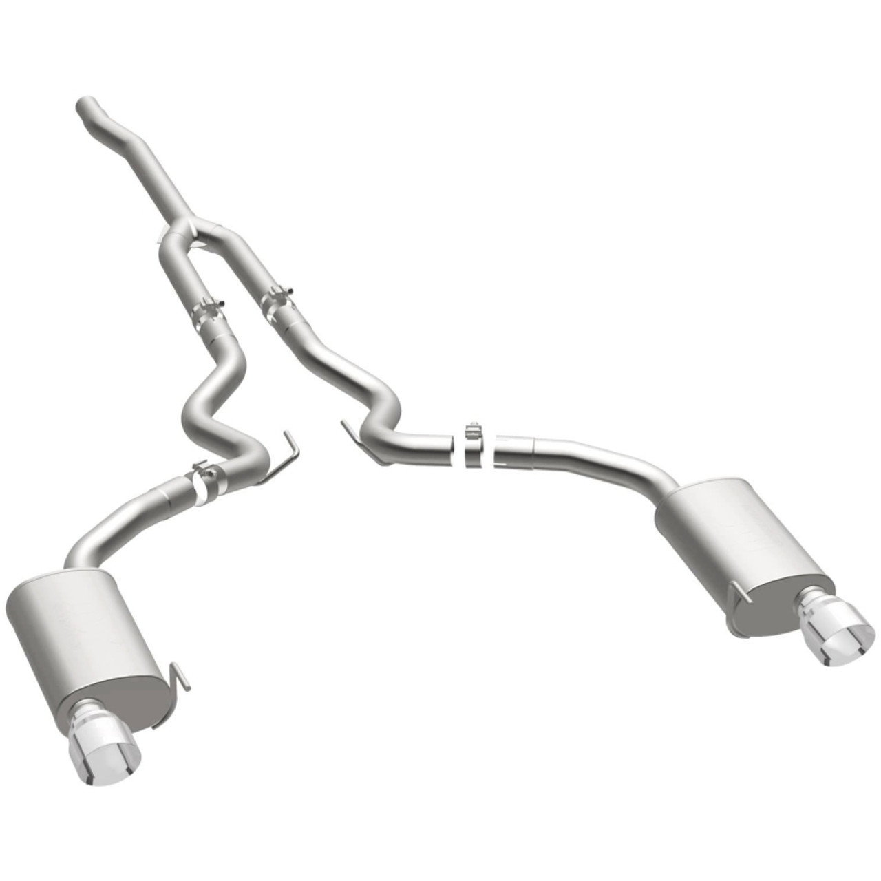 MagnaFlow Cat Back, SS, 2.5in, Street, Dual Split Polished 4.5in Tips 2015 Ford Mustang Ecoboost - 19097