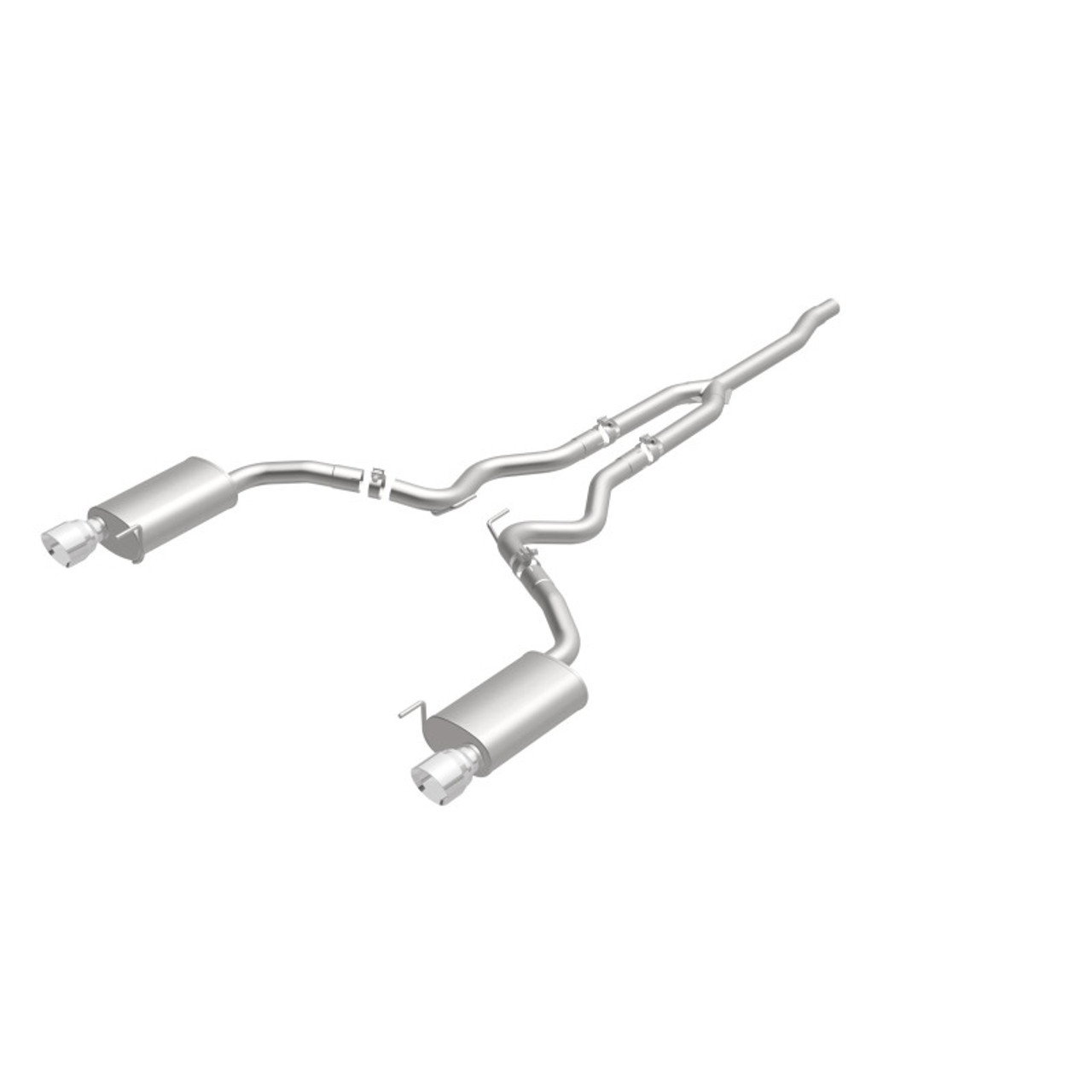 MagnaFlow Cat Back, SS, 2.5in, Street, Dual Split Polished 4.5in Tips 2015 Ford Mustang Ecoboost - 19097