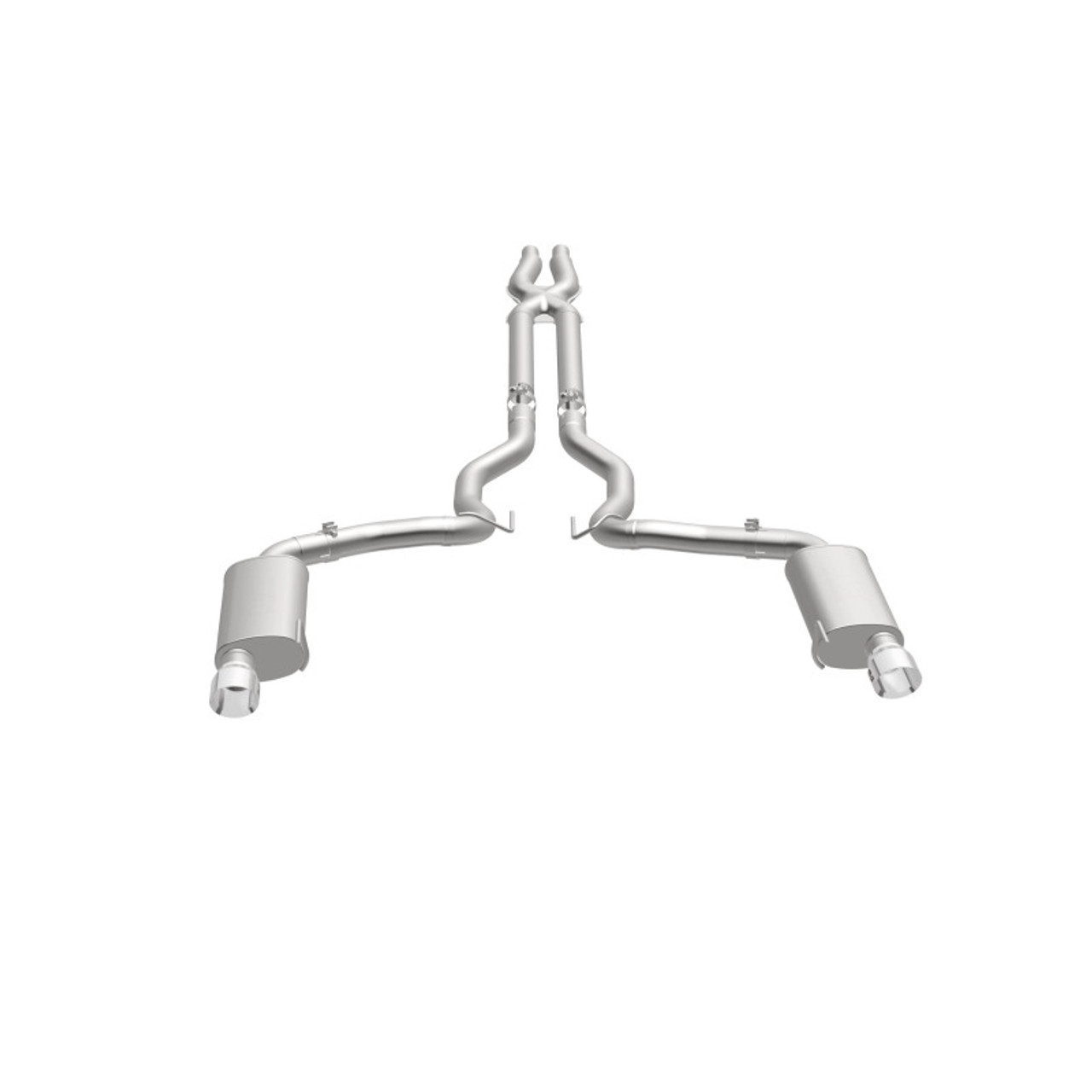 MagnaFlow Cat Back, SS, 3in, Street, Dual Split Polished 4.5in Tips 2015 Ford Mustang GT V8 5.0L - 19100