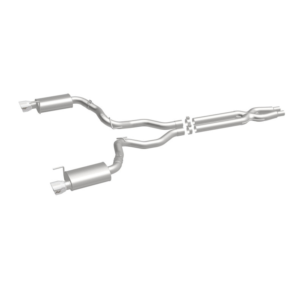 MagnaFlow Cat Back, SS, 3in, Street, Dual Split Polished 4.5in Tips 2015 Ford Mustang GT V8 5.0L - 19100