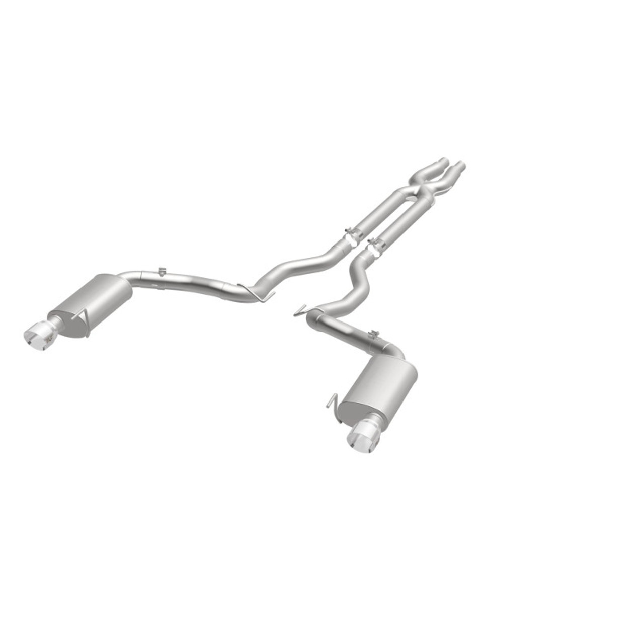 MagnaFlow Cat Back, SS, 3in, Street, Dual Split Polished 4.5in Tips 2015 Ford Mustang GT V8 5.0L - 19100