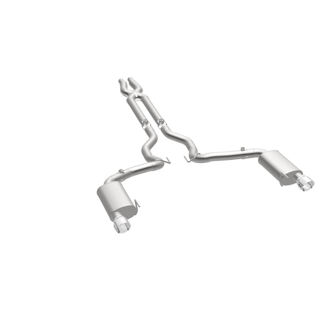 MagnaFlow Cat Back, SS, 3in, Street, Dual Split Polished 4.5in Tips 2015 Ford Mustang GT V8 5.0L - 19100