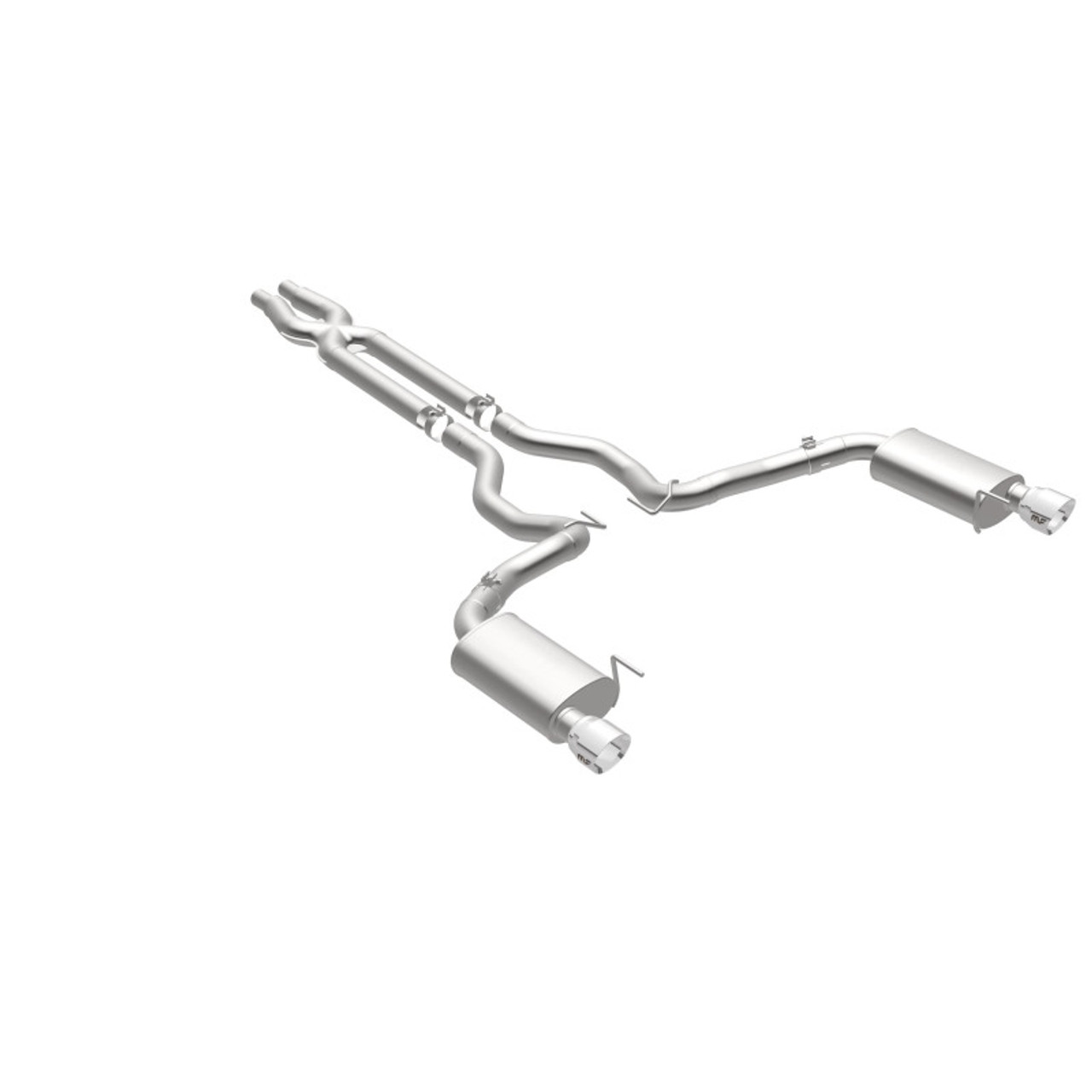 MagnaFlow Cat Back, SS, 3in, Street, Dual Split Polished 4.5in Tips 2015 Ford Mustang GT V8 5.0L - 19100