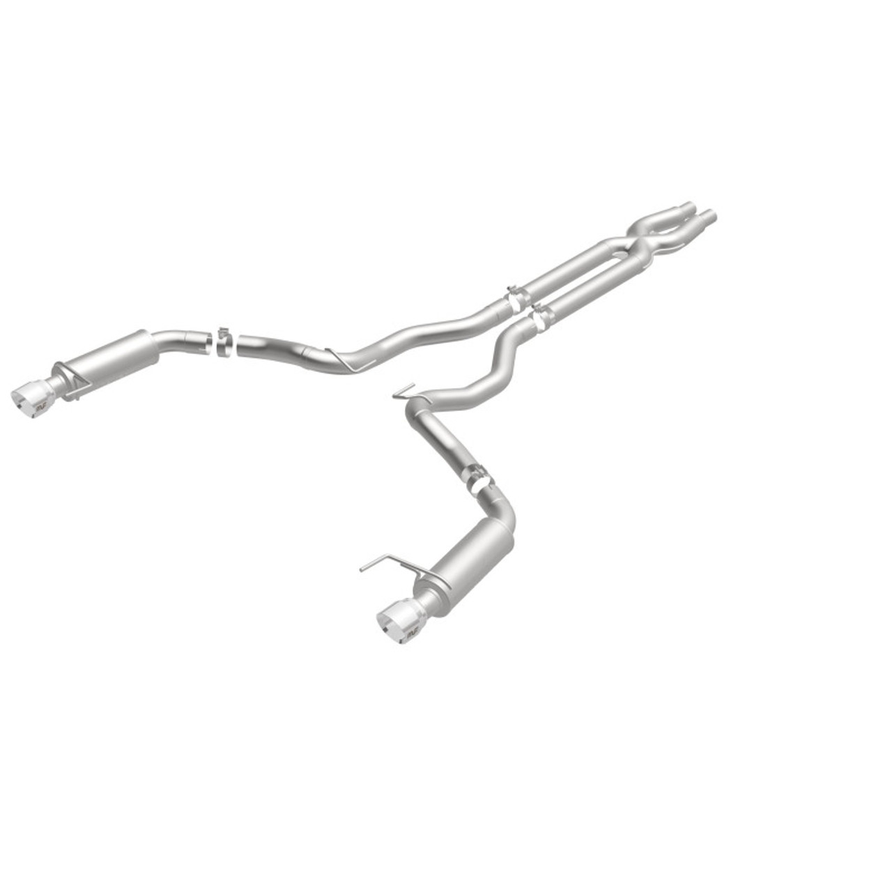 MagnaFlow Cat Back, SS, 3in, Competition, Dual Split Polished 4.5in Tips 2015 Ford Mustang GT V8 5.0 - 19101