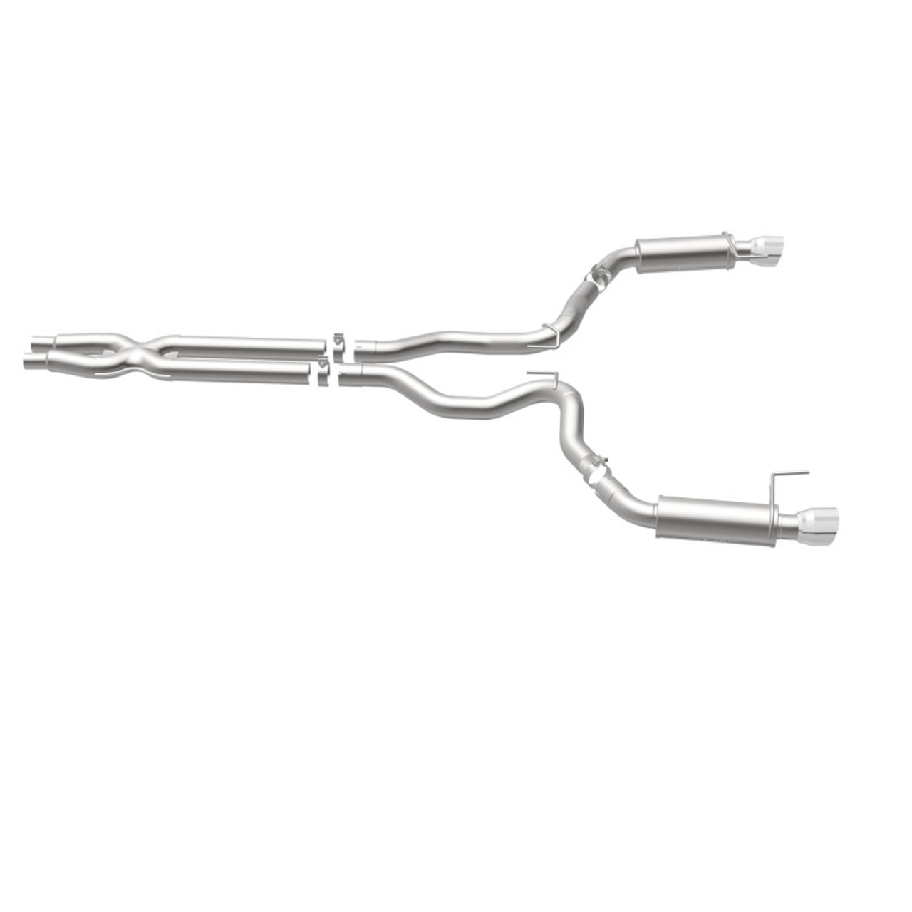 MagnaFlow Cat Back, SS, 3in, Competition, Dual Split Polished 4.5in Tips 2015 Ford Mustang GT V8 5.0 - 19101