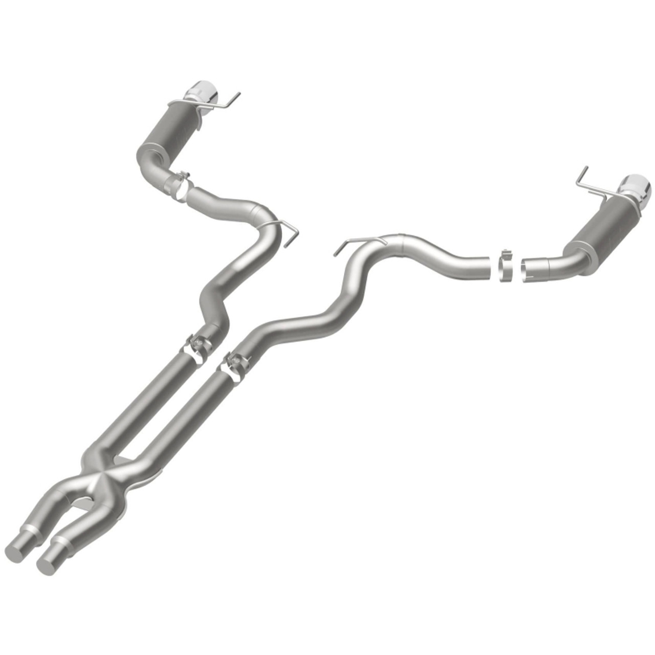 MagnaFlow Cat Back, SS, 3in, Competition, Dual Split Polished 4.5in Tips 2015 Ford Mustang GT V8 5.0 - 19101