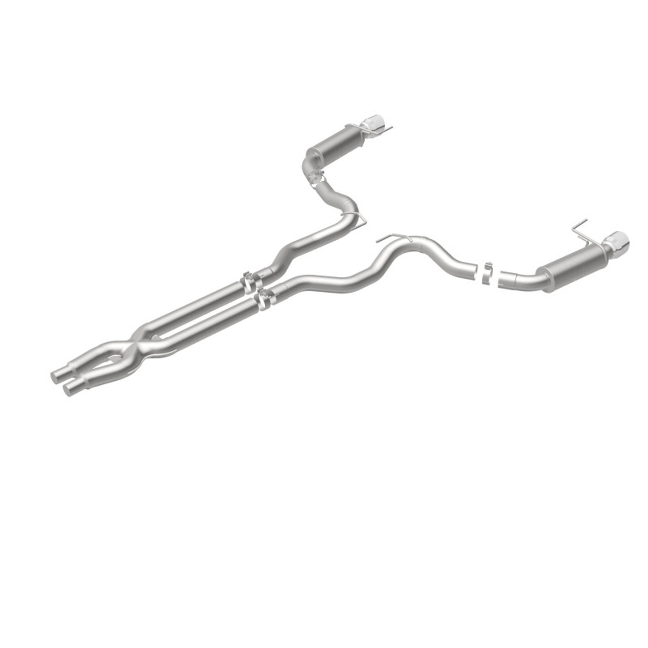 MagnaFlow Cat Back, SS, 3in, Competition, Dual Split Polished 4.5in Tips 2015 Ford Mustang GT V8 5.0 - 19101
