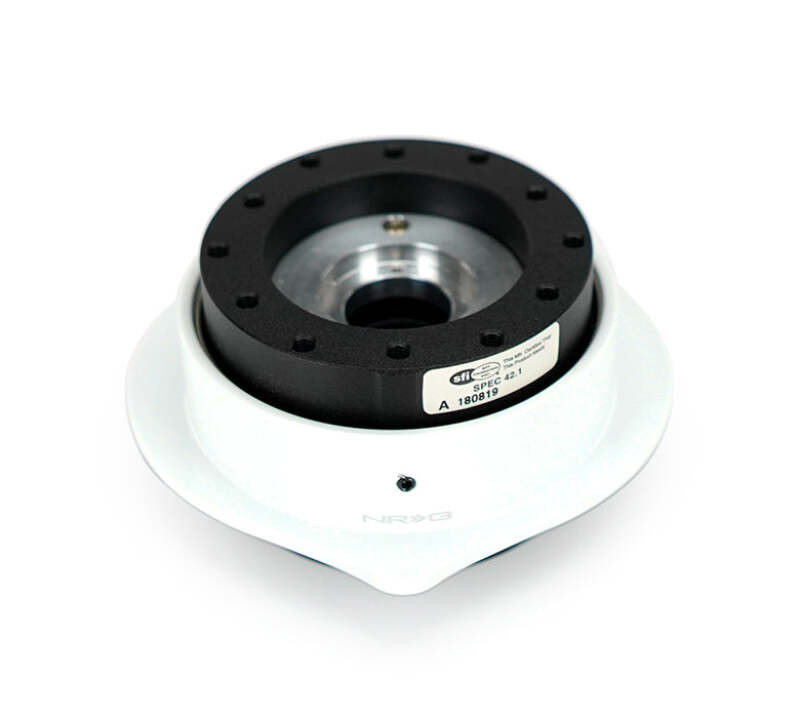 NRG Heart Quick Release Kit Gen 143 - Black Body / White Heart Ring - SRK-143BK-WT Photo - Close Up