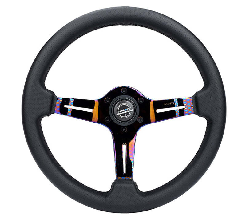 NRG Light Weight Gaming Steering Wheel - Splitz NeoChrome Silver Spokes Perforated Leather - ST-010MC-PR Photo - Primary