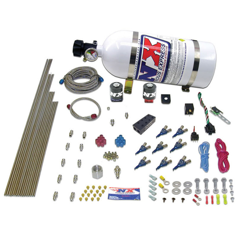 Nitrous Express V8AN Gasoline EFI Nitrous Kit (100-500HP) w/10lb Bottle - 80000EFI-10