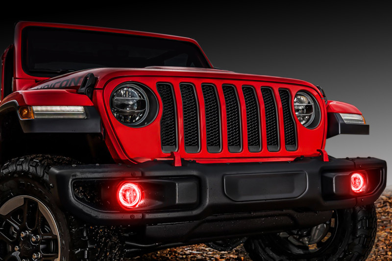 Oracle Jeep Wrangler JL/Gladiator JT LED Surface Mount Fog Light Halo Kit - Red - 1215-003