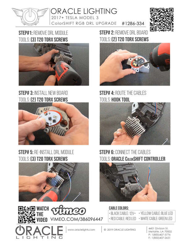 Oracle 17-21 Tesla Model 3 Headlight DRL Upgrade Kit - ColorSHIFT 2 - 1286-333