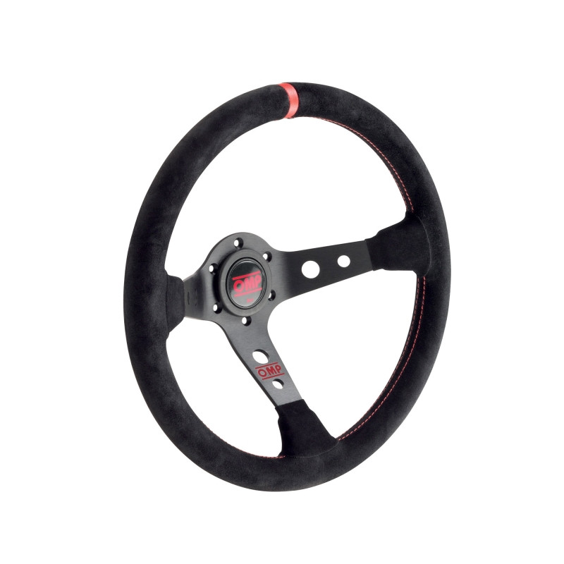 OMP Corsica Steering Wheel - Black Suede/Red - OD0-1954-073 Photo - Primary