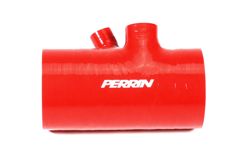 PERRIN 22-24 Subaru WRX / 20-25 LGT & OBXT Turbo Inlet Hose w/Turbo Adapter Flange (Short) - Red - PSP-INT-426RD