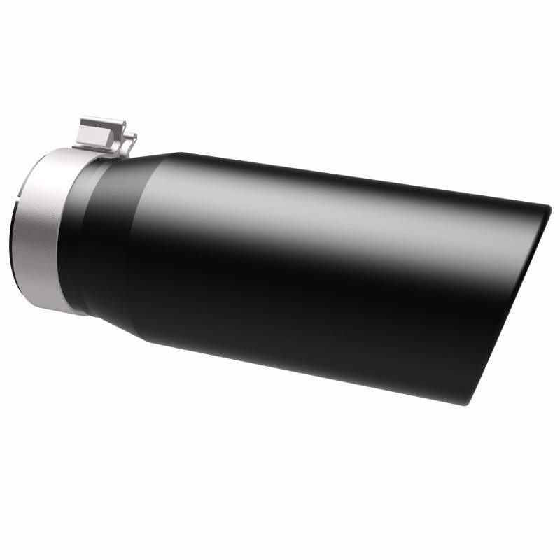 MagnaFlow Tip Stainless Black Coated Single Double Round Single Outlet 5in Dia 4in Inlet 13in L - 35240