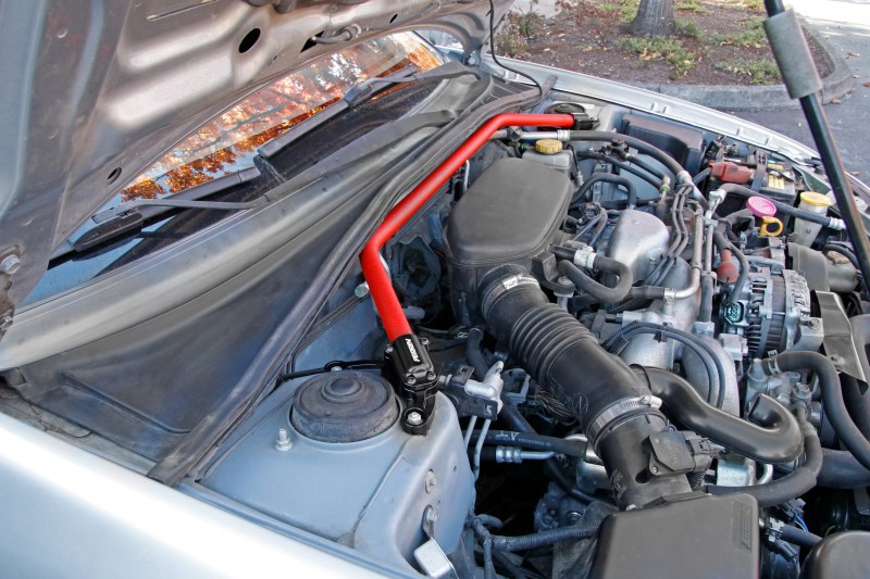 PERRIN 02-07 Subaru WRX/STi/Impreza / 04-08 Forester Front Strut Brace - Red - PSP-SUS-052RD