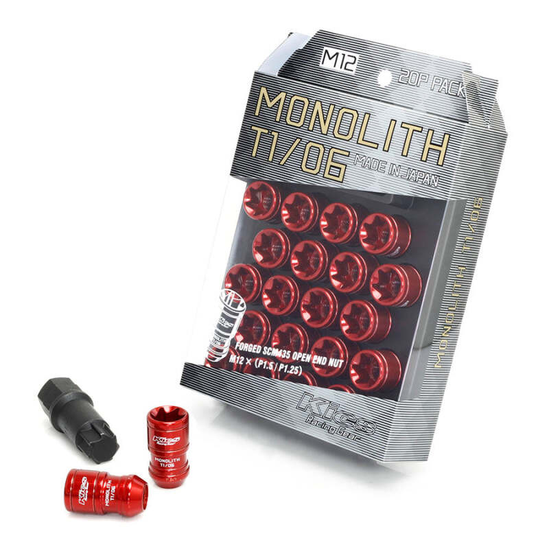 Project Kics 12x1.50 Monolith T1/06 Lug Nut Set - Red (20 Pcs) - WMN01R