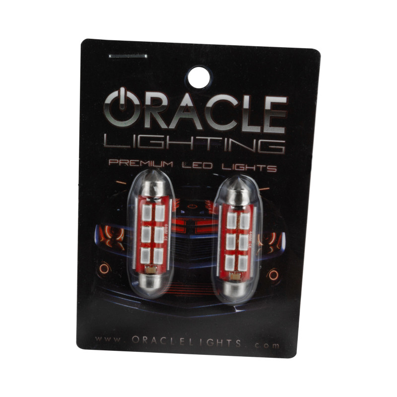 Oracle 44MM 6 LED 3-Chip Festoon Bulbs (Pair) - Red - 5207-003