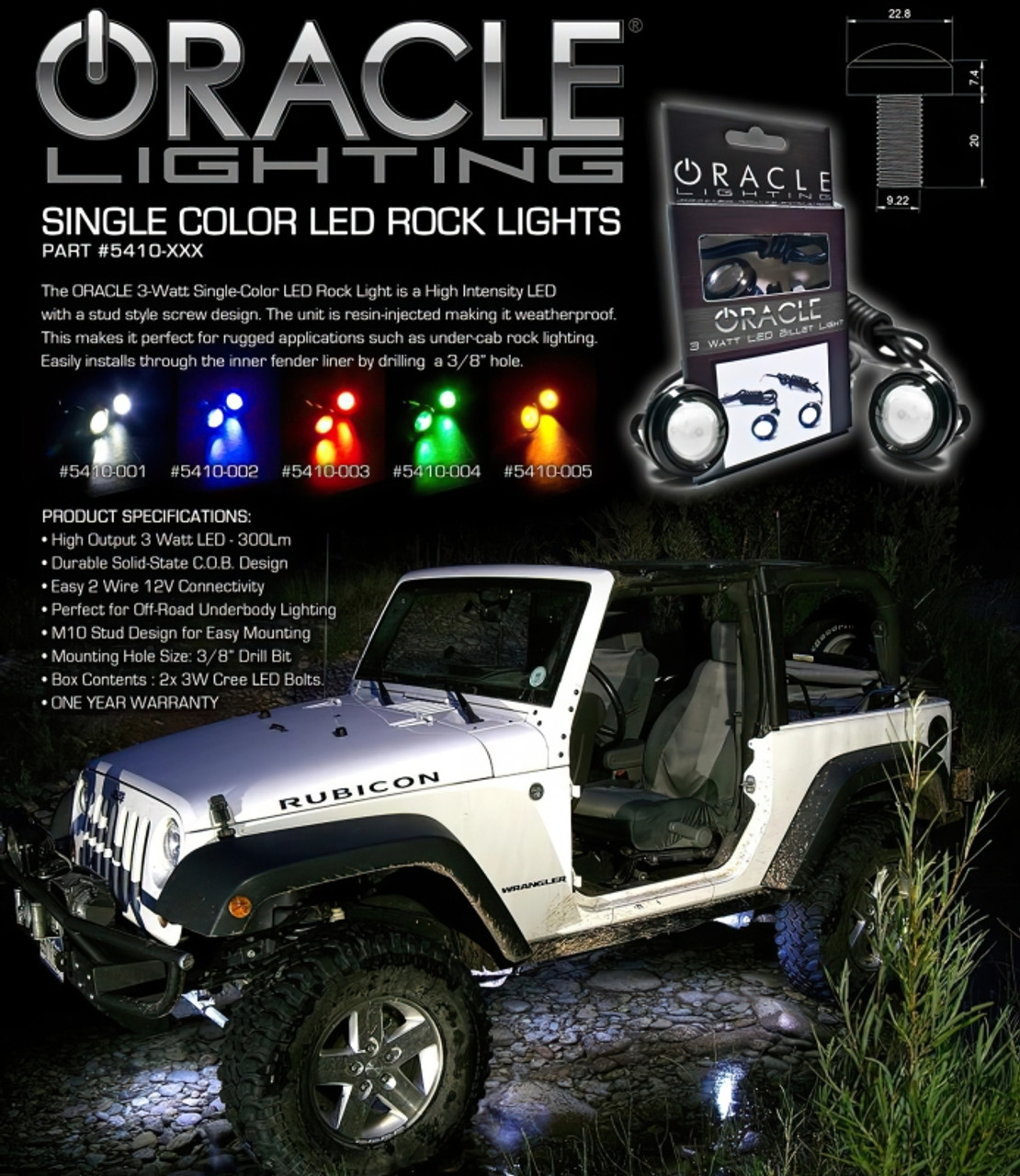 Oracle 3W Universal Cree LED Billet Light - White - 5410-001
