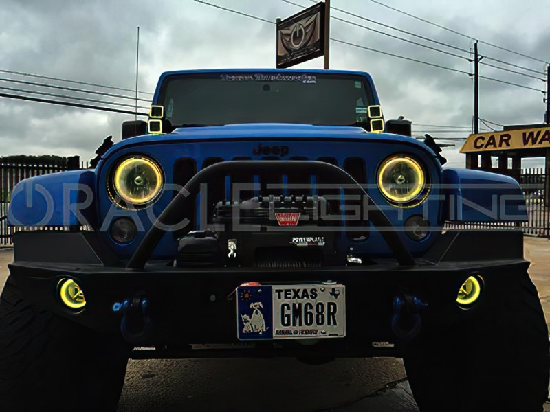Oracle Off-Road 3in W Square Spotlight with Halo - ColorSHIFT - 5777-333