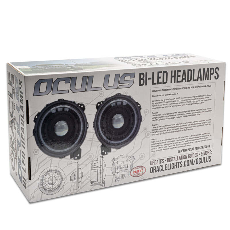 Oracle Oculus BiLED Projector Headlights for Jeep JL/Gladiator JT  Satin Silver 5500K - 5839-504-PSC