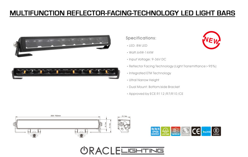 Oracle Lighting Multifunction Reflector-Facing Technology LED Light Bar - 14in - 5900-14-023