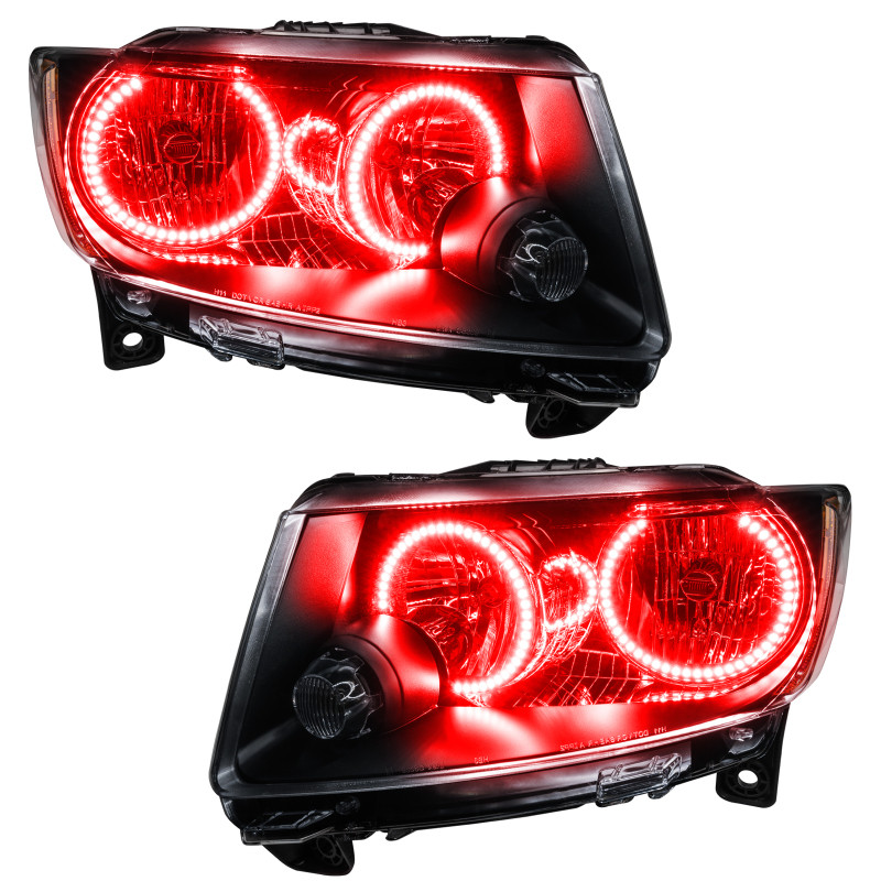 Oracle 11-13 Jeep Grand Cherokee Pre-Assembled Halo Headlights (Non HID) Chrome - Red - 7070-003
