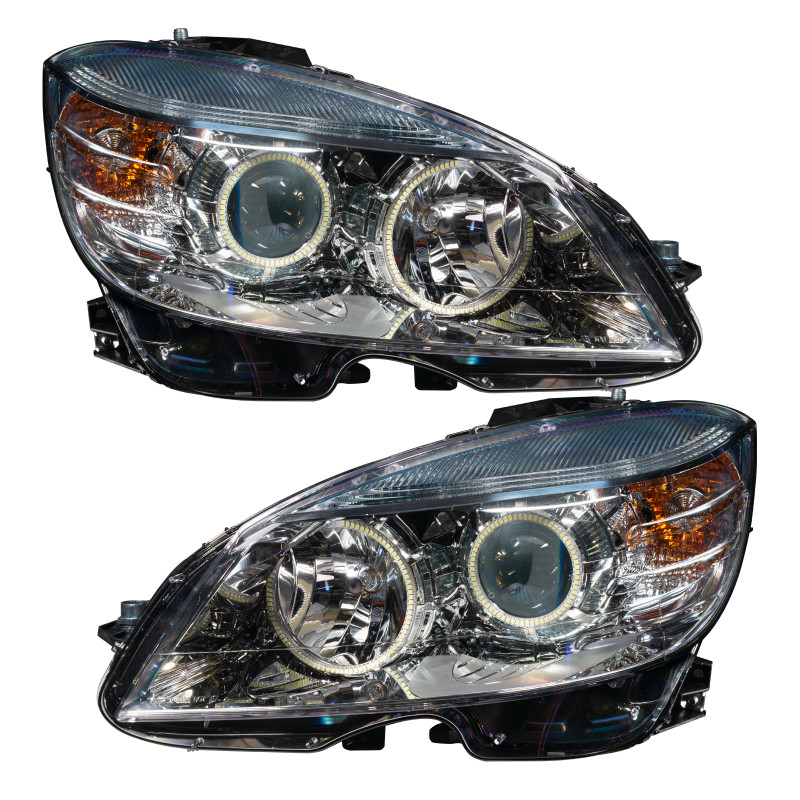 Oracle 08-11 Mercedes Benz C-Class Pre-Assembled Headlights - Chrome Housing - White - 7115-001