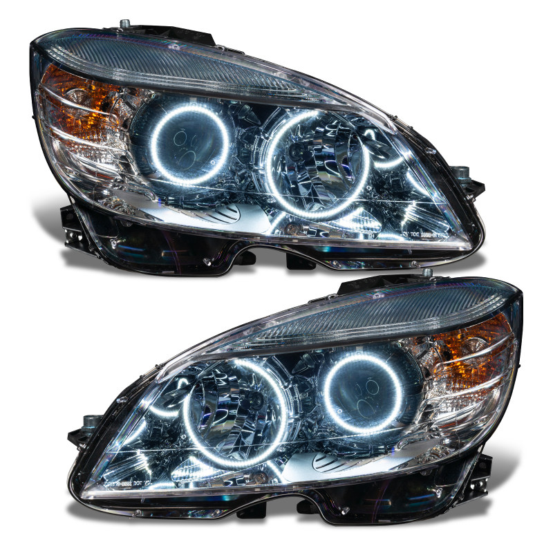 Oracle 08-11 Mercedes Benz C-Class Pre-Assembled Headlights - Chrome Housing - White - 7115-001