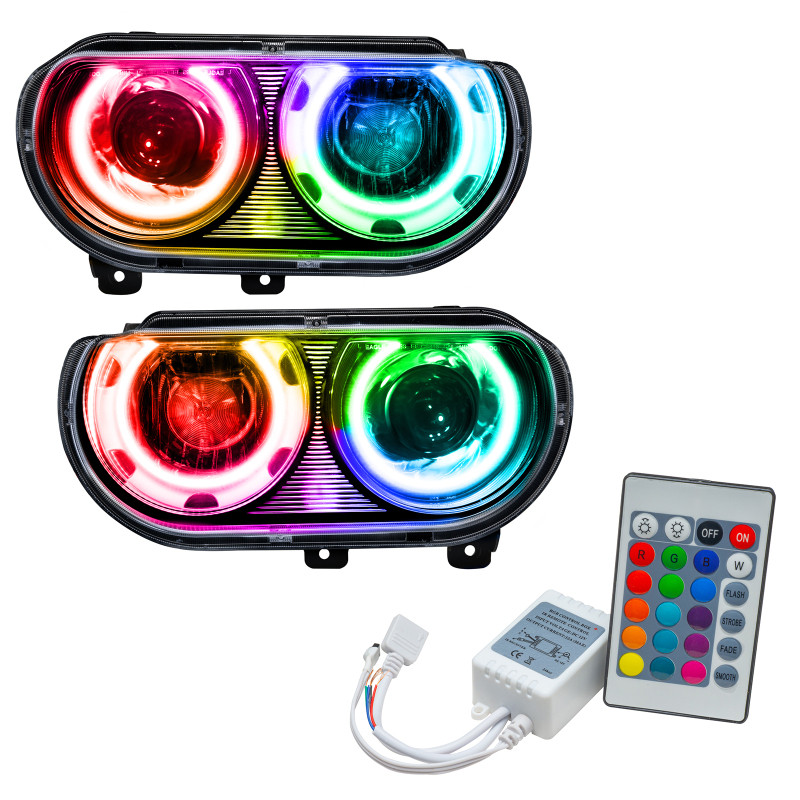 Oracle 08-14 Dodge Challenger SMD HL (HID Style) - ColorSHIFT w/ Simple Controller - 7132-504