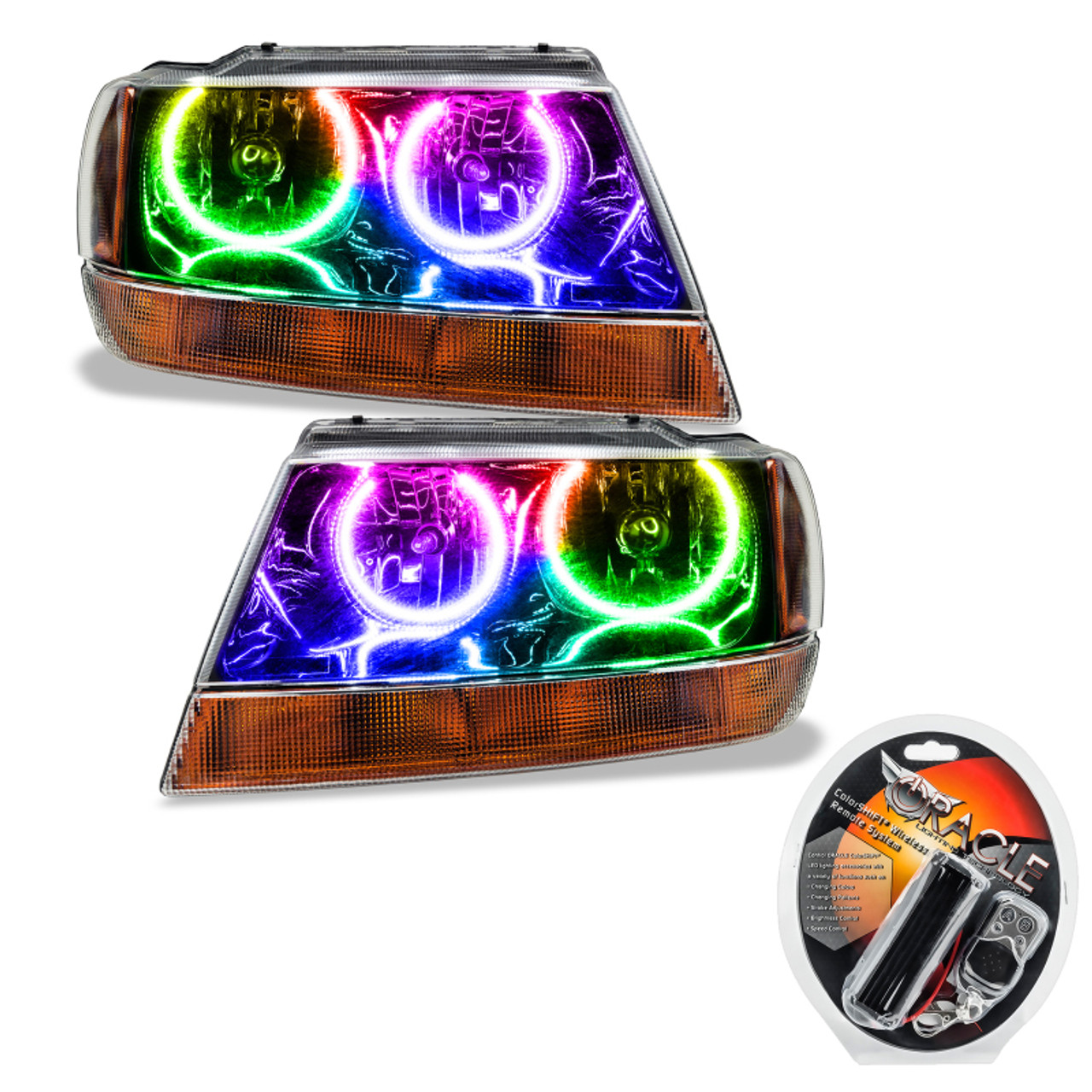 Oracle 99-04 Jeep Grand Cherokee SMD HL - Black - ColorSHIFT - 7167-330