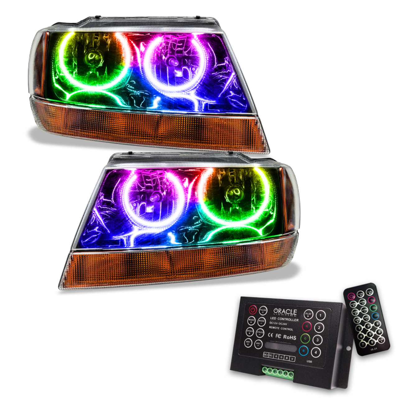 Oracle 99-04 Jeep Grand Cherokee SMD HL - Black - ColorSHIFT w/ 2.0 Controller - 7167-333