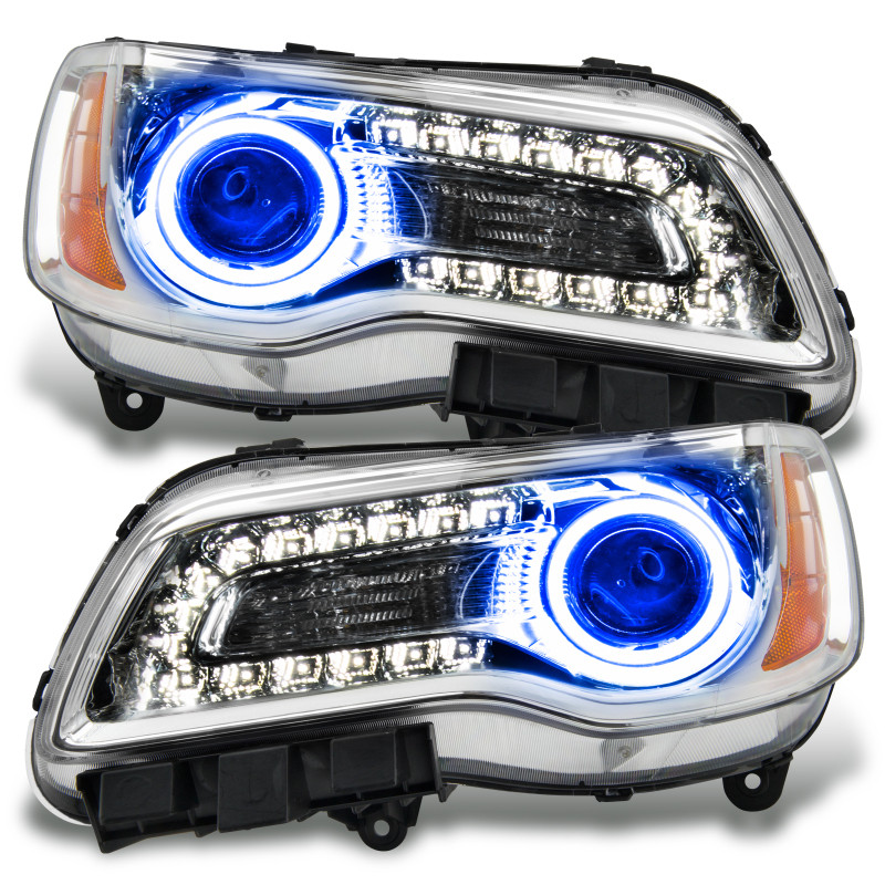 Oracle 11-14 Chrysler 300C NON HID LED Halo Headlights Chrome Housing - Blue - 7728-002