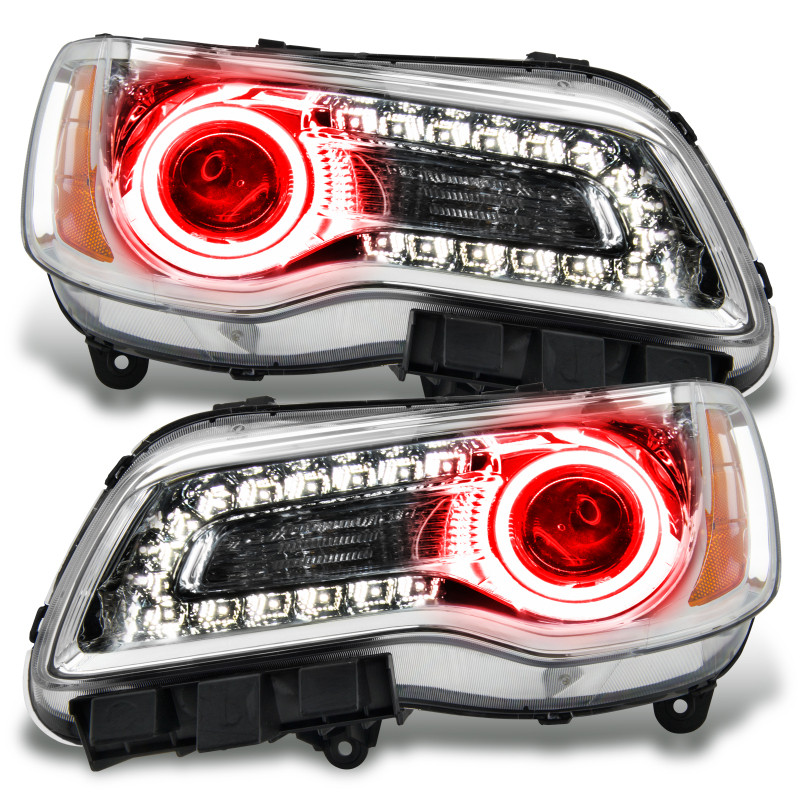 Oracle 11-14 Chrysler 300C NON HID LED Halo Headlights Chrome Housing - Red - 7728-003