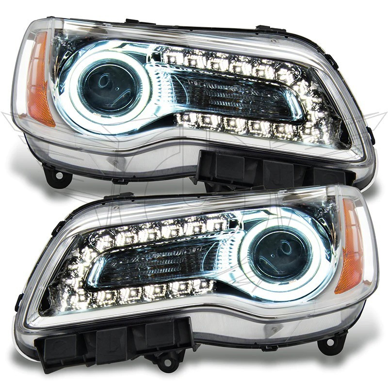 Oracle 11-14 Chrysler 300C NON HID LED Halo Headlights Chrome Housing - Green - 7728-004