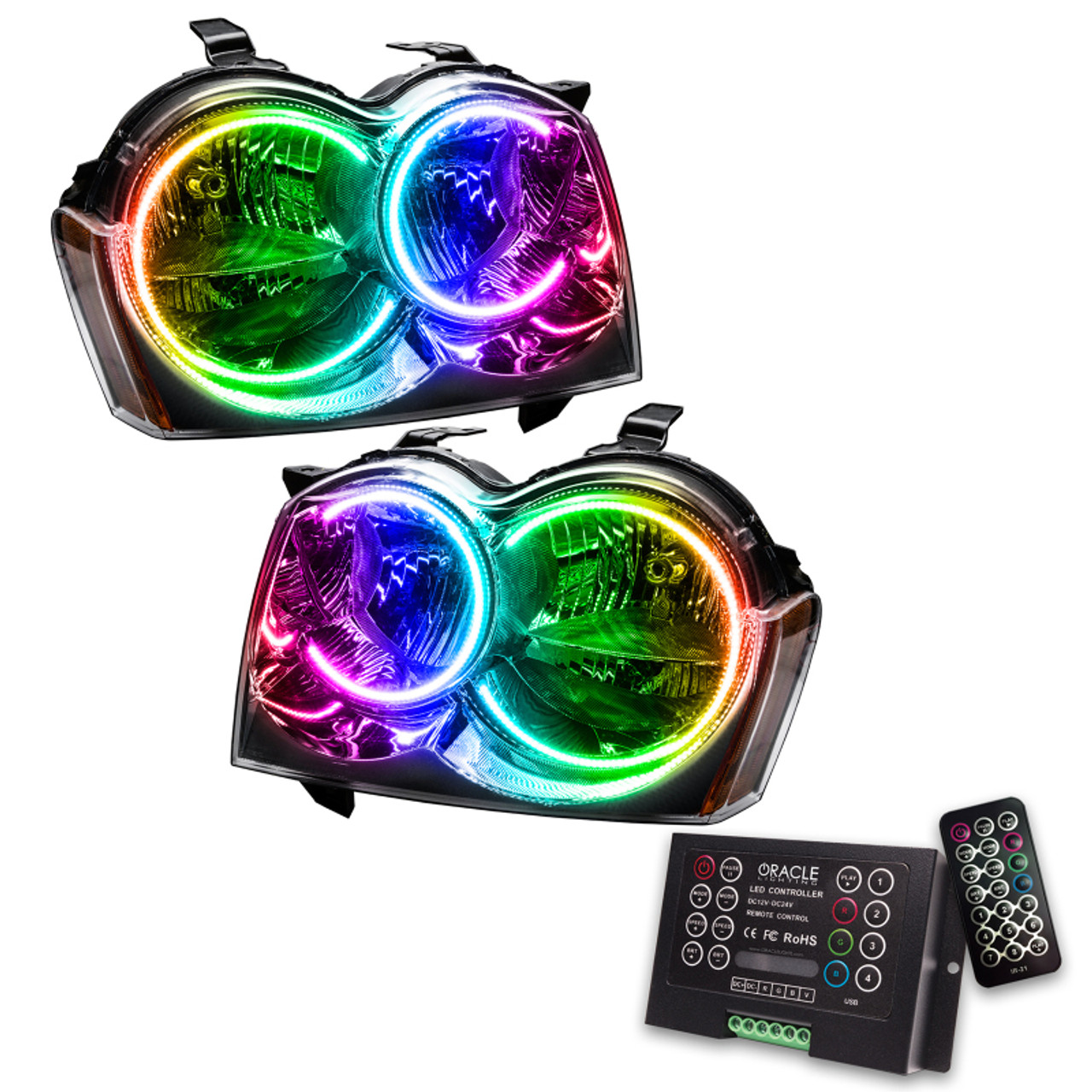 Oracle 05-07 Jeep Grand Cherokee SMD HL (Non-HID) - ColorSHIFT w/ 2.0 Controller - 8164-333