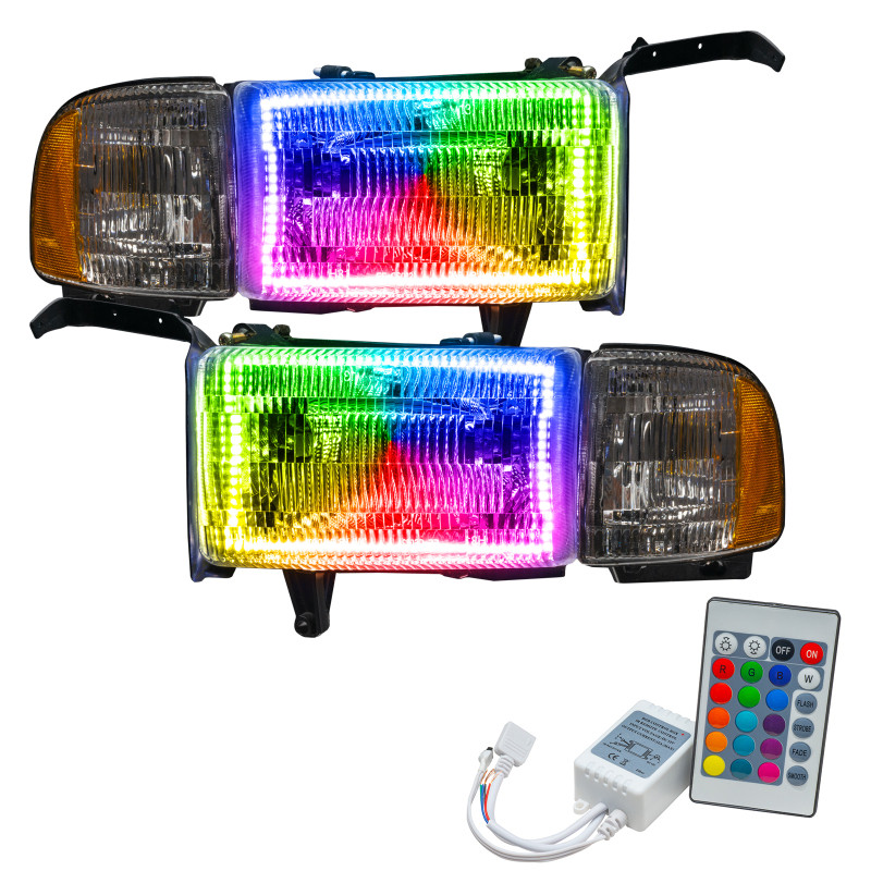 Oracle 94-02 Dodge Ram Pre-Assembled Halo Headlights - ColorSHIFT w/ Simple Controller - 8167-504