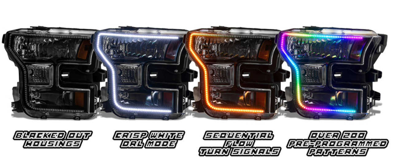 Oracle 15-17 Ford F-150 Dynamic RGB+A Pre-Assembled Headlights Halogen - Blk Edition - - 8201-332