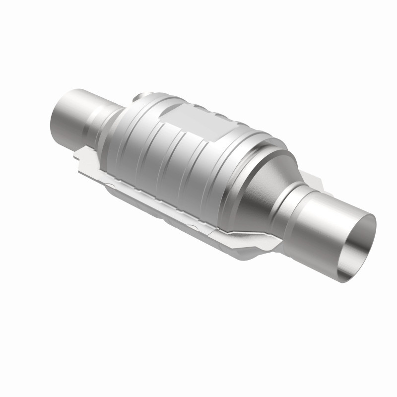 MagnaFlow Conv Univ 2in In/Out Ctr/Ctr Round 9in Body L x 5.125in W x 13in Overall L Single O2 Port - 51234