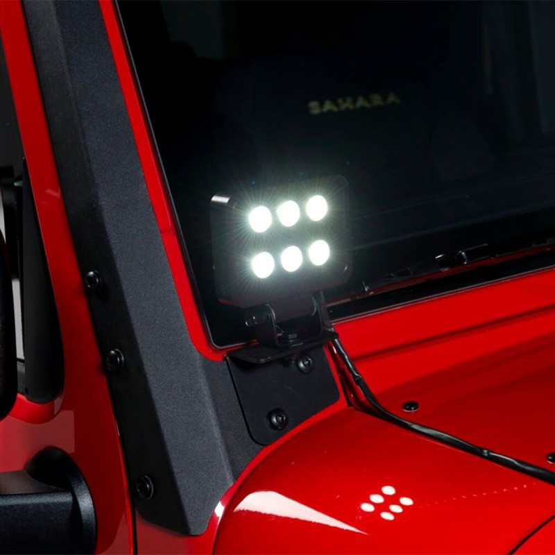 Putco 07-18 Jeep Wrangler JK - Qty 2 Luminix 4in Blocks w/ Window brackets Luminix Jeep LED Kits - 10004JK