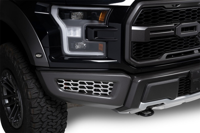 Putco 18-20 Ford F-150 Raptor - Hex Shield - Polished SS Bumper Grille Inserts - 82168