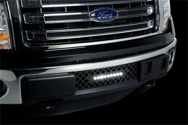 Putco 11-14 Ford F-150 - EcoBoost Bumper Grille Insert - Black SS Diamond w/ 10in Luminix Light Bar - 85182L