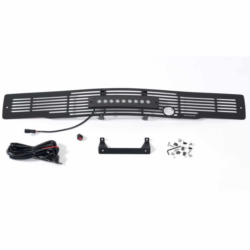 Putco 15-17 Ford F-150 Bumper Grille Insert- SS Blk Bar Design w/Heater Plug & 10in Luminix Lightbar - 87160FPL