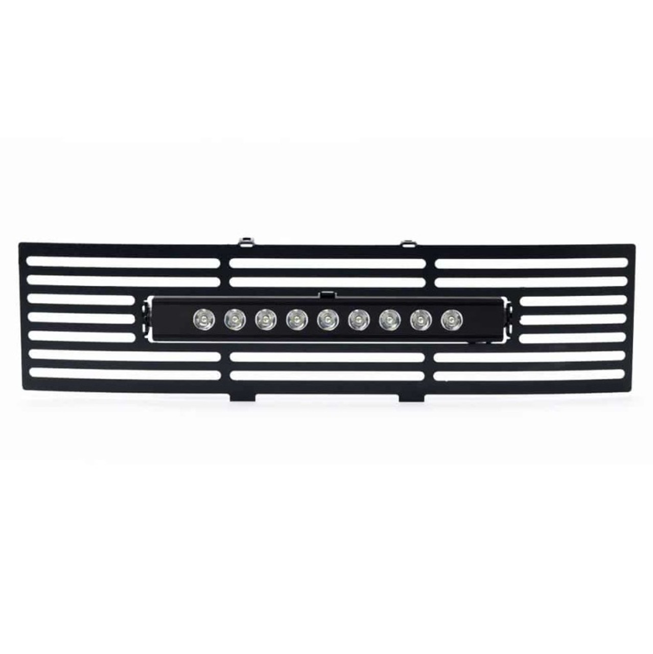 Putco 11-14 Ford F-150 - EcoBoost Bumper Grille Inserts - Black SS Bar and 10in Luminix Light Bar - 87182L