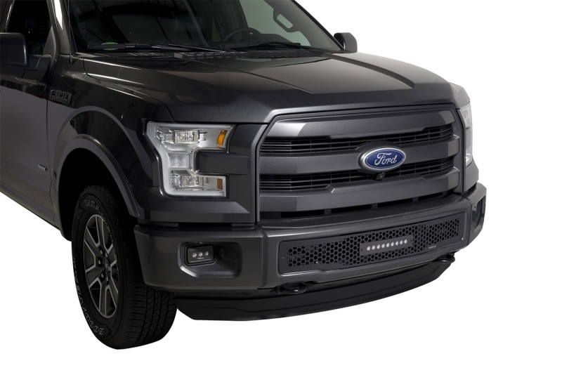 Putco 15-17 Ford F-150 - SS Black Punch Design w/ 10in Luminix Light bar Bumper Grille Inserts - 88160L