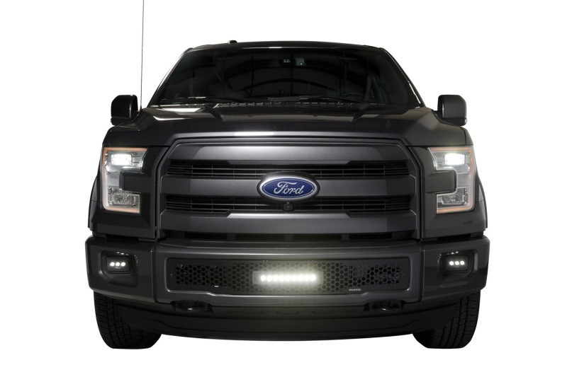 Putco 15-17 Ford F-150 - SS Black Punch Design w/ 10in Luminix Light bar Bumper Grille Inserts - 88160L