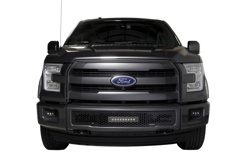 Putco 15-17 Ford F-150 - SS Black Punch Design w/ 10in Luminix Light bar Bumper Grille Inserts - 88160L